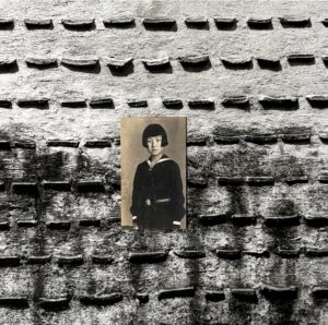 Found photo in front of Rock Wall, Kyushu, Japan